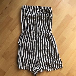 Strapless Romper Navy & White H&M Women’s 8